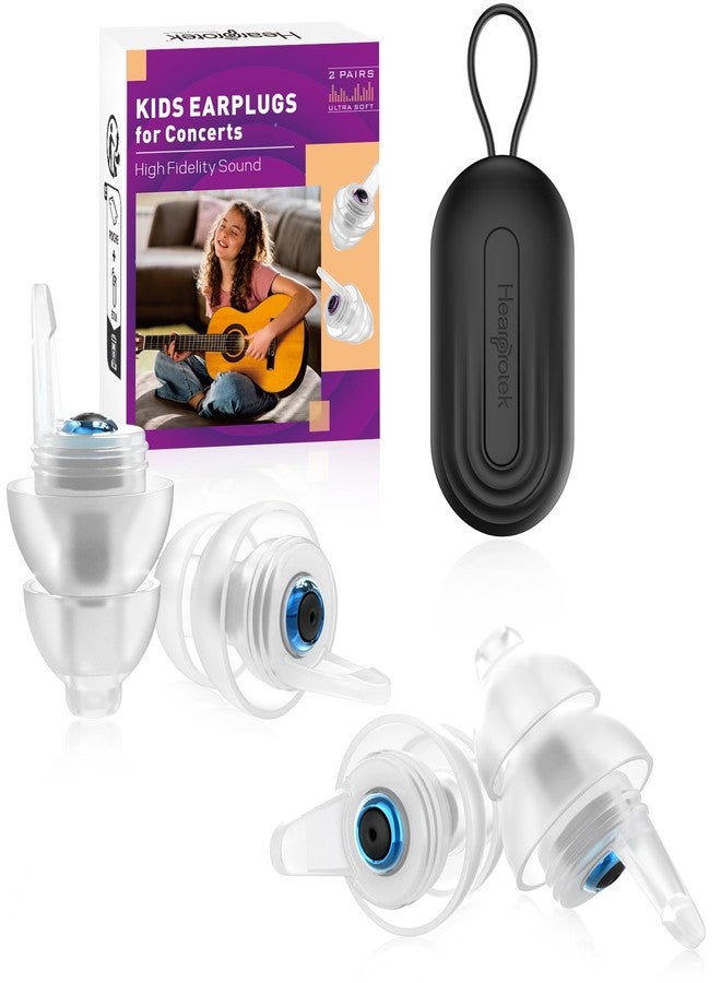 Hearprotek Kids Earplugs (6-12 yrs) - 2 Pairs High Fidelity Concert Ear Plugs for Children, Adults with Small Ear Canals, 23dB Kids Noise Reduction Earplugs for Concerts, Rehearsal, Festival, Party (Blue) - Image 1